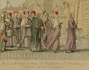 Ingresso dei cardinali nel conclave allestito nel palazzo del quirinale